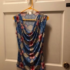 Tropical print knit top